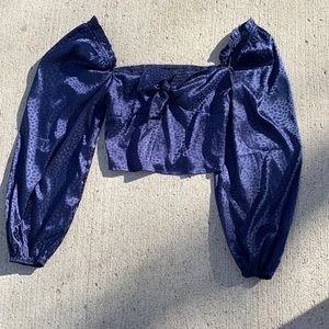 Shein Silky Off the shoulder Crop Cheetah Print Top